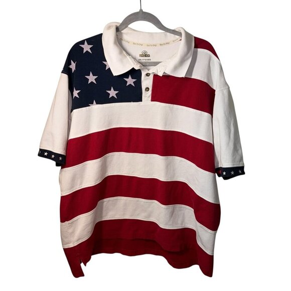 American Flag Polo Shirt 2XL Red White & Blue RedHead - Picture 1 of 5